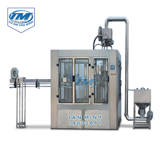 Dây chuyền xúc rửa chiết rót đóng nắp chai nhựa t
